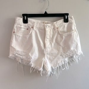 We The Free distressed white denim cut off shorts